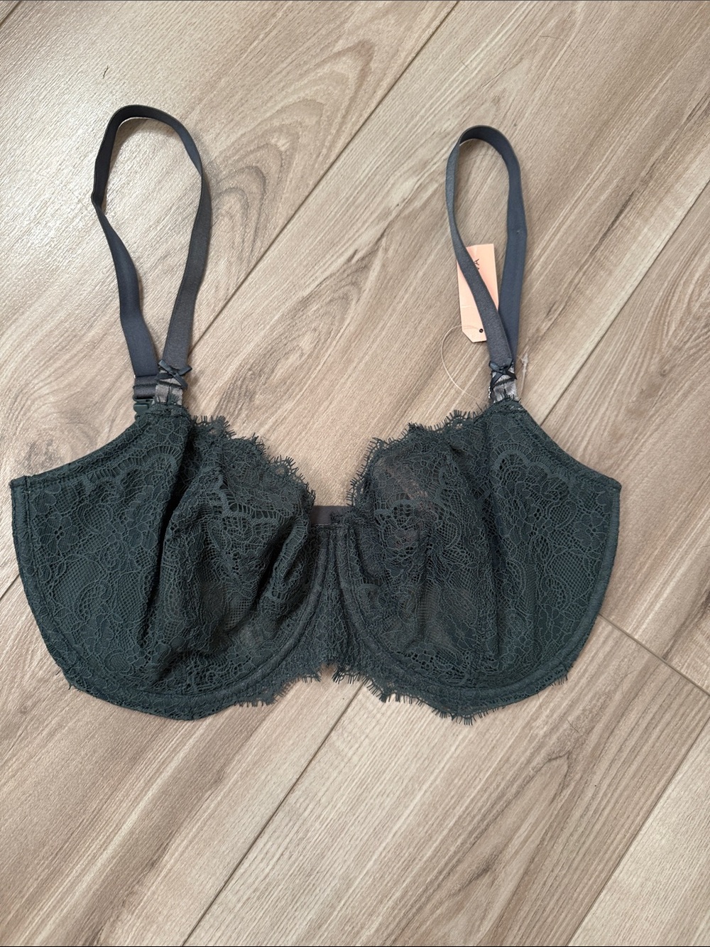 NEW Sheer Lace Underwire Bra in Deep Green - 36F